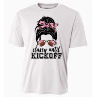 Classy Until Kickoff Football Hair Bun Cooling Performance Crew T-Shirt