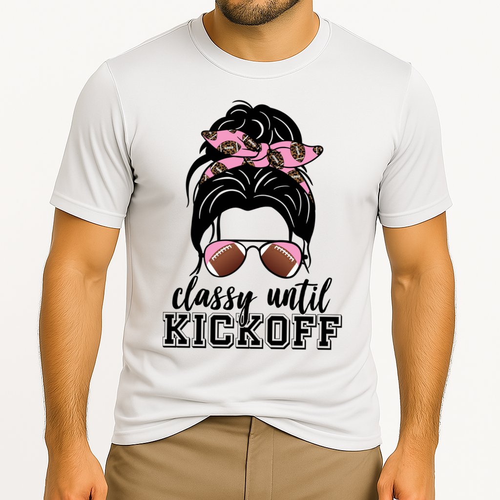 Classy Until Kickoff Football Hair Bun Cooling Performance Crew T-Shirt