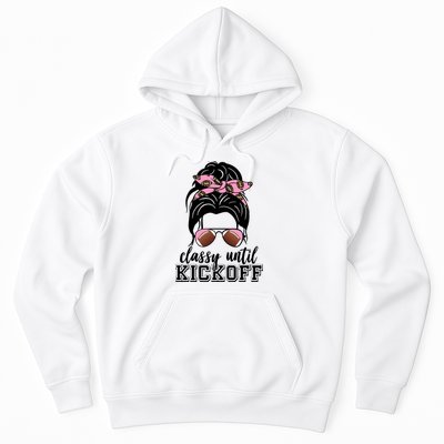 Classy Until Kickoff Football Hair Bun Hoodie