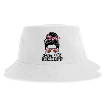 Classy Until Kickoff Football Hair Bun Sustainable Bucket Hat