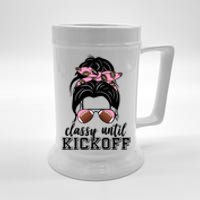 Classy Until Kickoff Football Hair Bun Beer Stein