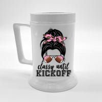 Classy Until Kickoff Football Hair Bun Beer Stein