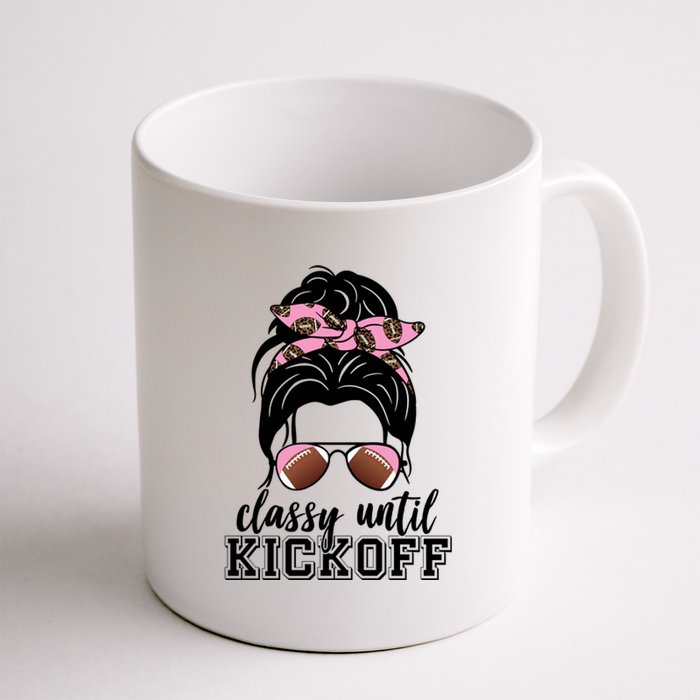 Classy Until Kickoff Football Hair Bun Coffee Mug