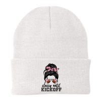 Classy Until Kickoff Football Hair Bun Knit Cap Winter Beanie