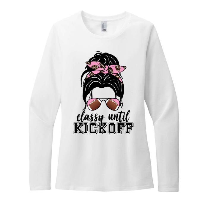 Classy Until Kickoff Football Hair Bun Womens CVC Long Sleeve Shirt