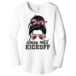 Classy Until Kickoff Football Hair Bun Women's Perfect Tri Tunic Long Sleeve Shirt