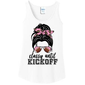 Classy Until Kickoff Football Hair Bun Ladies Essential Tank