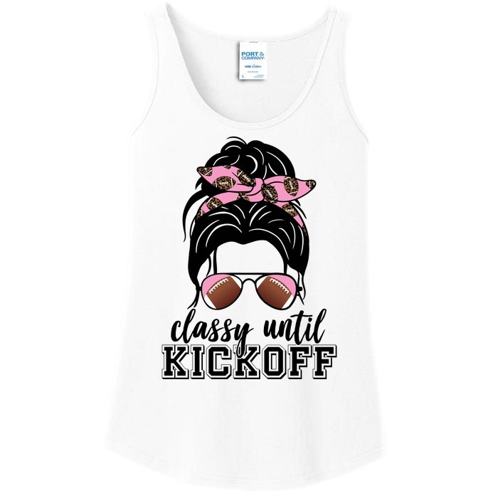 Classy Until Kickoff Football Hair Bun Ladies Essential Tank