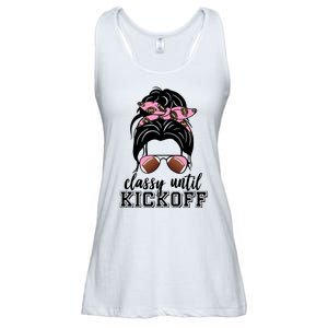 Classy Until Kickoff Football Hair Bun Ladies Essential Flowy Tank