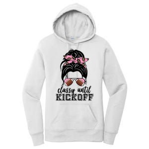 Classy Until Kickoff Football Hair Bun Women's Pullover Hoodie