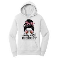 Classy Until Kickoff Football Hair Bun Women's Pullover Hoodie