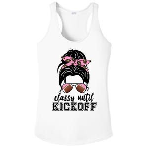 Classy Until Kickoff Football Hair Bun Ladies PosiCharge Competitor Racerback Tank