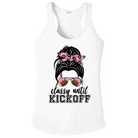 Classy Until Kickoff Football Hair Bun Ladies PosiCharge Competitor Racerback Tank