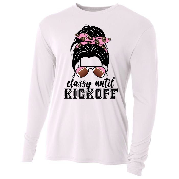 Classy Until Kickoff Football Hair Bun Cooling Performance Long Sleeve Crew