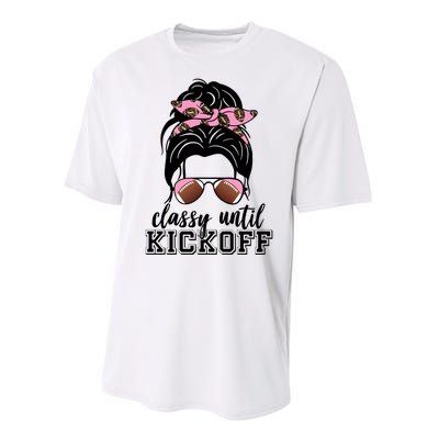 Classy Until Kickoff Football Hair Bun Performance Sprint T-Shirt