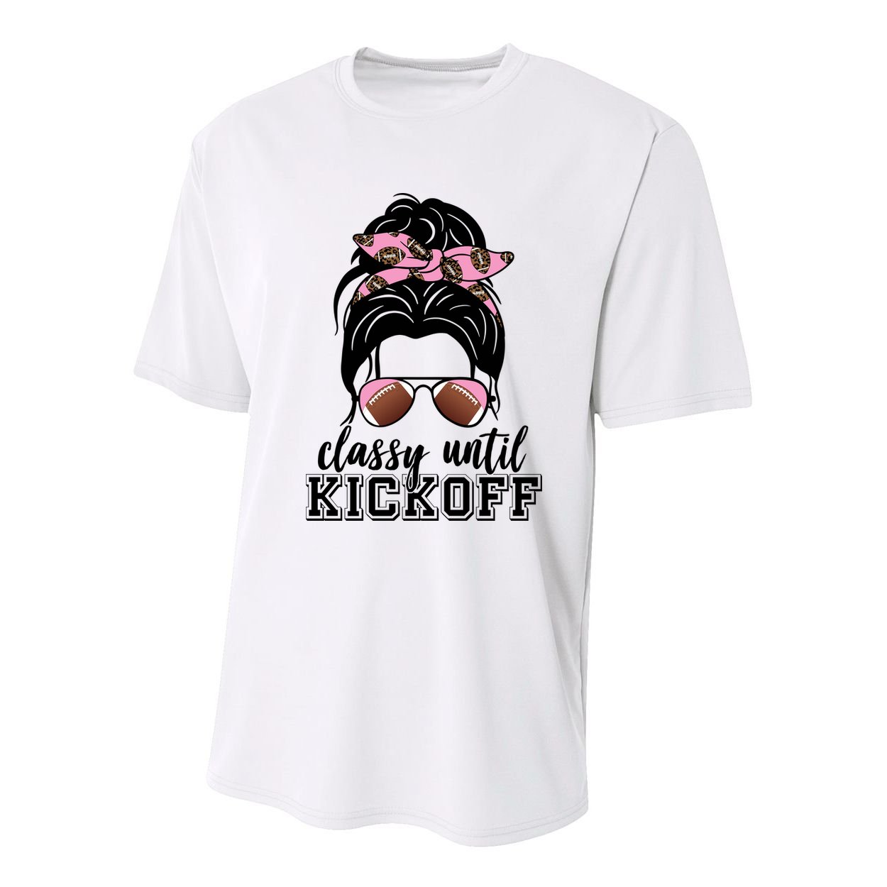 Classy Until Kickoff Football Hair Bun Youth Performance Sprint T-Shirt