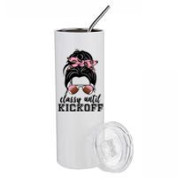 Classy Until Kickoff Football Hair Bun Stainless Steel Tumbler