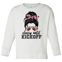 Classy Until Kickoff Football Hair Bun Toddler Long Sleeve Shirt