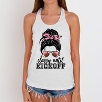 Classy Until Kickoff Football Hair Bun Women's Knotted Racerback Tank