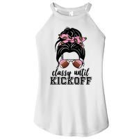 Classy Until Kickoff Football Hair Bun Women's Perfect Tri Rocker Tank