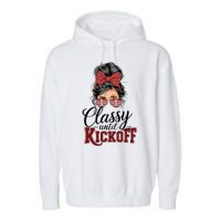 Classy Until Kickoff American Football Mom Garment-Dyed Fleece Hoodie