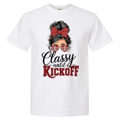 Classy Until Kickoff American Football Mom Garment-Dyed Heavyweight T-Shirt