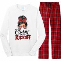 Classy Until Kickoff American Football Mom Long Sleeve Pajama Set