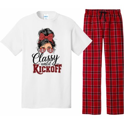 Classy Until Kickoff American Football Mom Pajama Set