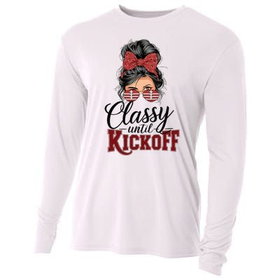 Classy Until Kickoff American Football Mom Cooling Performance Long Sleeve Crew