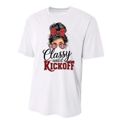 Classy Until Kickoff American Football Mom Performance Sprint T-Shirt