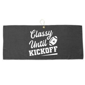 Classy Until Kickoff Funny Fantasy Football Heart Large Microfiber Waffle Golf Towel