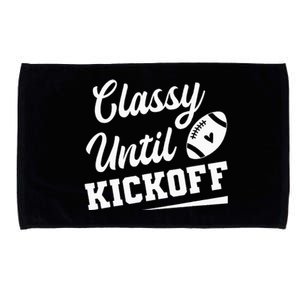 Classy Until Kickoff Funny Fantasy Football Heart Microfiber Hand Towel