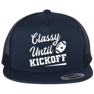 Classy Until Kickoff Funny Fantasy Football Heart Flat Bill Trucker Hat