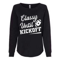 Classy Until Kickoff Funny Fantasy Football Heart Womens California Wash Sweatshirt