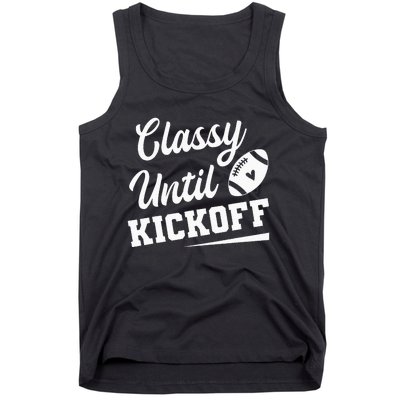 Classy Until Kickoff Funny Fantasy Football Heart Tank Top