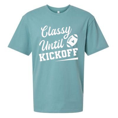 Classy Until Kickoff Funny Fantasy Football Heart Sueded Cloud Jersey T-Shirt