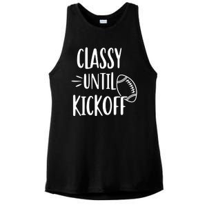 Classy Until Kickoff Funny Football Ladies PosiCharge Tri-Blend Wicking Tank