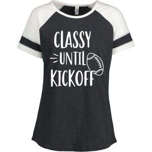 Classy Until Kickoff Funny Football Enza Ladies Jersey Colorblock Tee