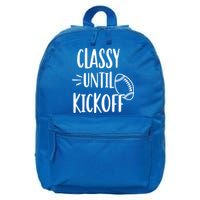 Classy Until Kickoff Funny Football 16 in Basic Backpack