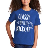 Classy Until Kickoff Funny Football Kids T-Shirt