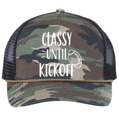 Classy Until Kickoff Funny Football Retro Rope Trucker Hat Cap