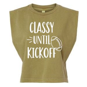 Classy Until Kickoff Funny Football Garment-Dyed Women's Muscle Tee