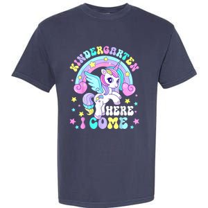 Cute Unicorn Kindergarten Here I Come Happy First Day School Garment-Dyed Heavyweight T-Shirt