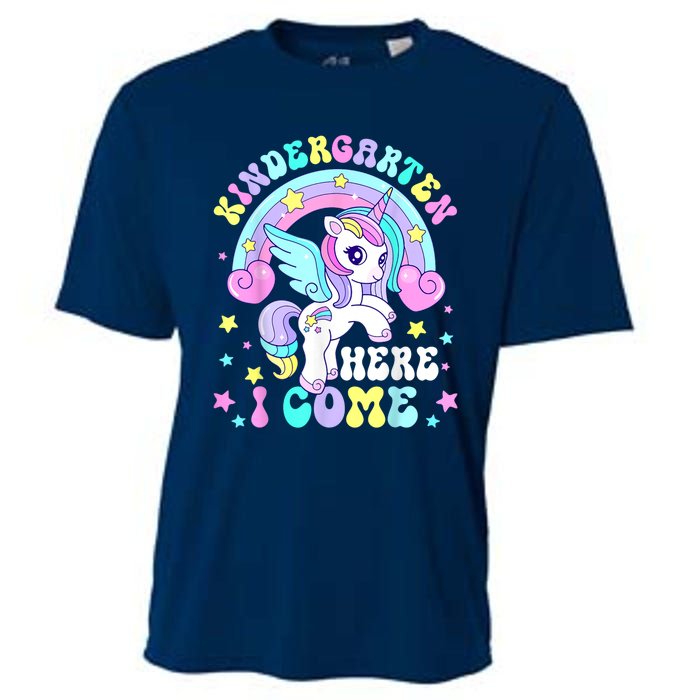 Cute Unicorn Kindergarten Here I Come Happy First Day School Cooling Performance Crew T-Shirt