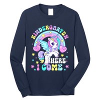 Cute Unicorn Kindergarten Here I Come Happy First Day School Long Sleeve Shirt