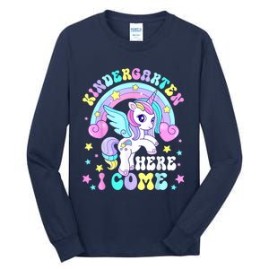 Cute Unicorn Kindergarten Here I Come Happy First Day School Tall Long Sleeve T-Shirt