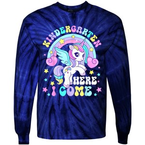 Cute Unicorn Kindergarten Here I Come Happy First Day School Tie-Dye Long Sleeve Shirt