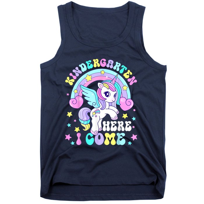 Cute Unicorn Kindergarten Here I Come Happy First Day School Tank Top