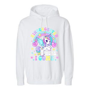 Cute Unicorn Kindergarten Here I Come Happy First Day School Garment-Dyed Fleece Hoodie