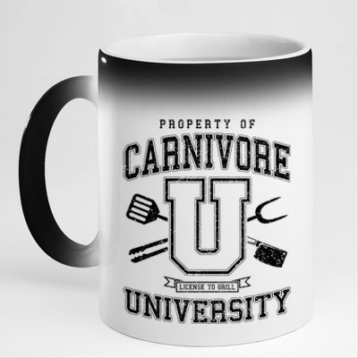 Carnivore University License To Grill Vintage Bbq Varsity Funny Gift 11oz Black Color Changing Mug